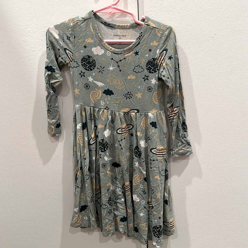 2T posh peanut long sleeve space dress